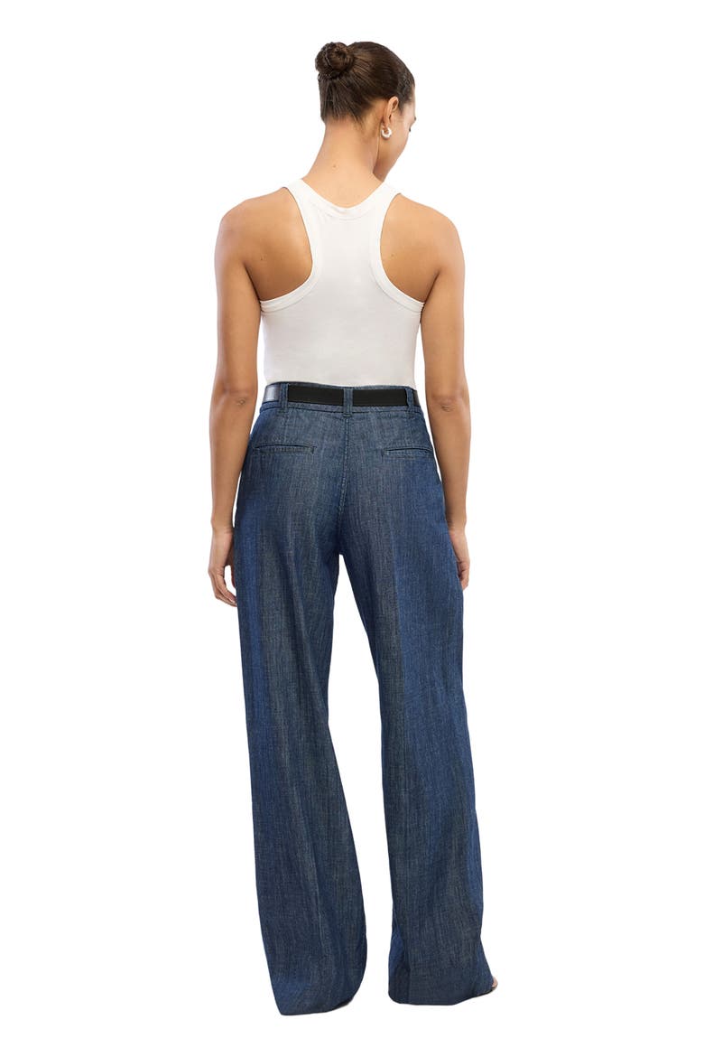 Chambray Relaxed Wide Leg Pant, Alternate, color, DARK BLUE