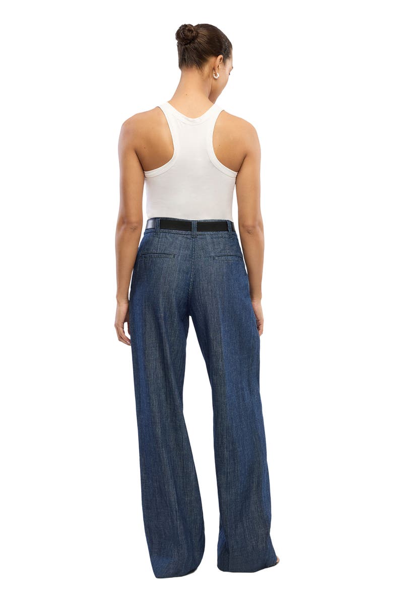 Another Tomorrow Chambray Relaxed Wide Leg Pant, Alternate, color, Dark Blue