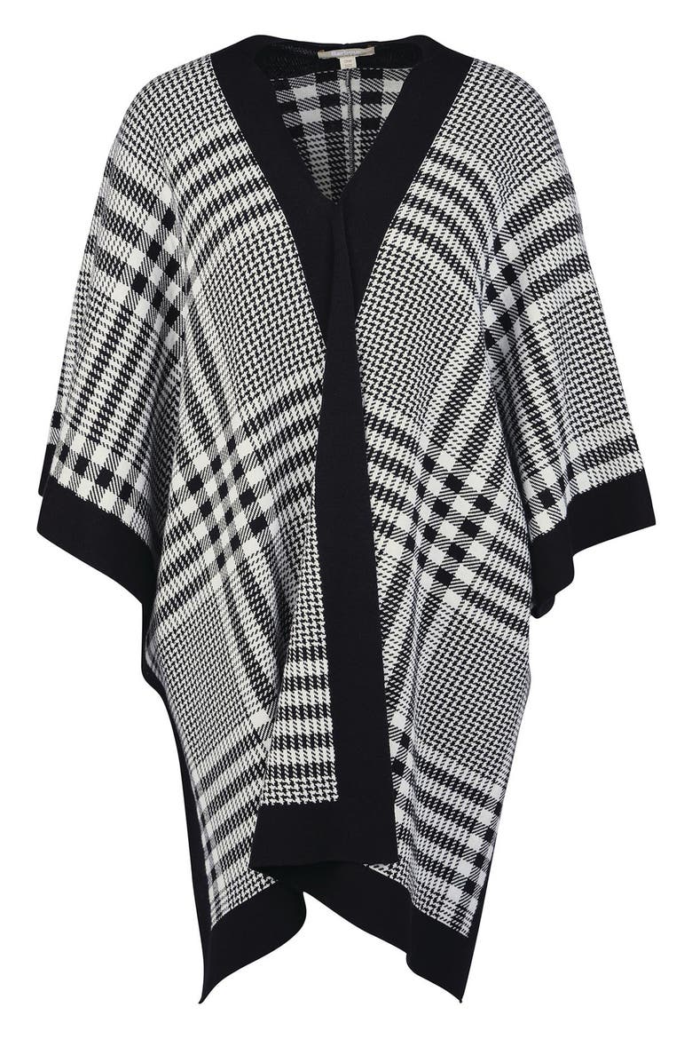 Neva Check Cotton Cape, Alternate, color, BLACK