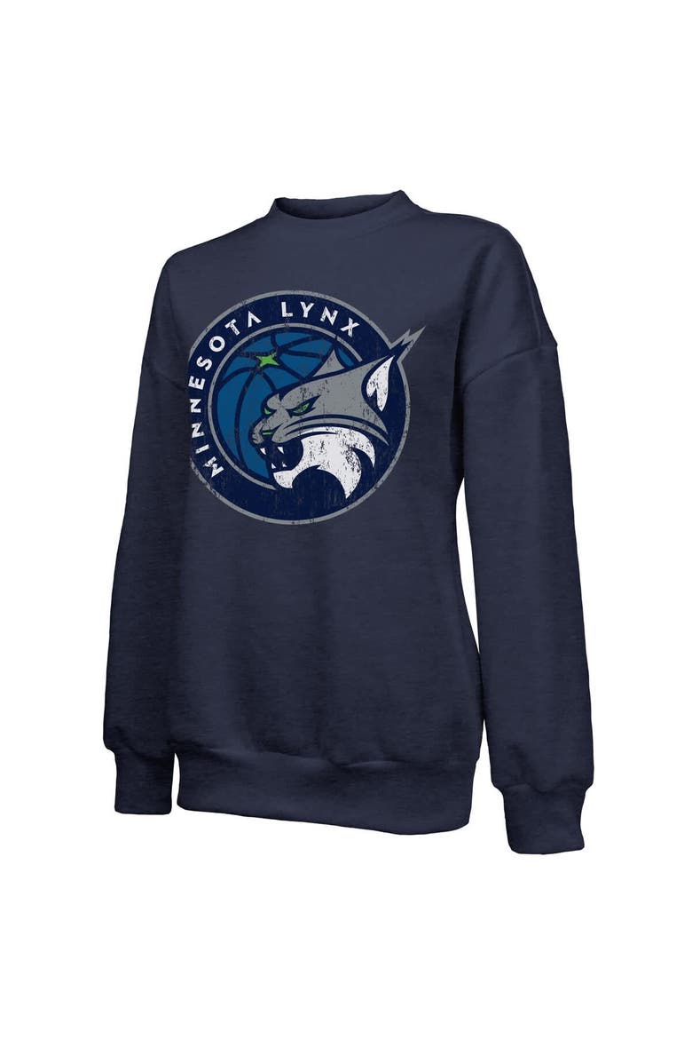 Women's Majestic Threads Navy Minnesota Lynx Primary Logo Drop Shoulder Tri-Blend Pullover Sweatshirt, Alternate, color, Navy