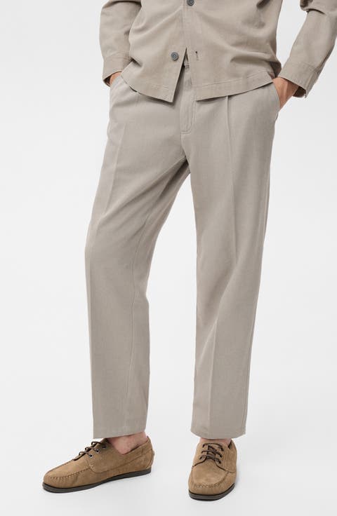 Cotton Blend Straight Leg Pants