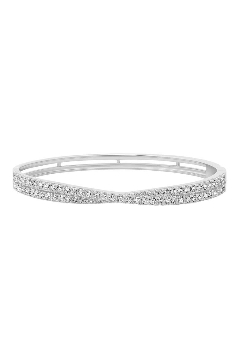 Luminous Crossed Cubic Zirconia Bangle, Main, color, PURE PLATINUM/ CLEAR STONE