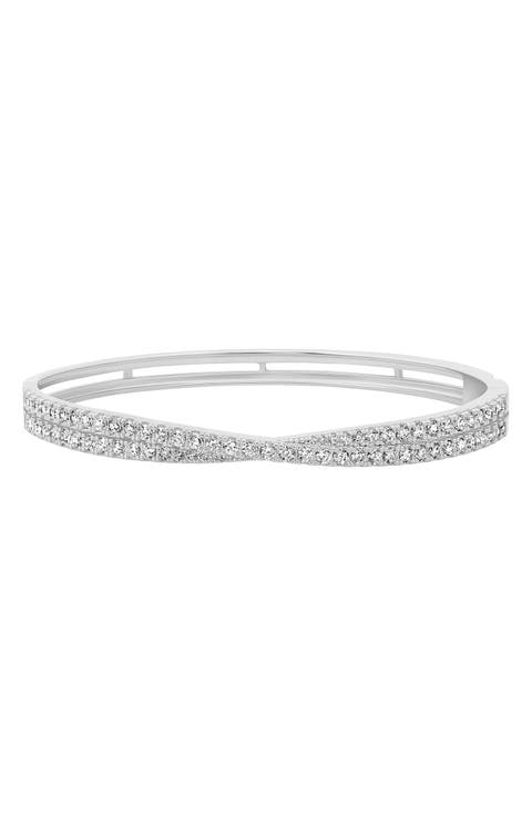 Luminous Crossed Cubic Zirconia Bangle