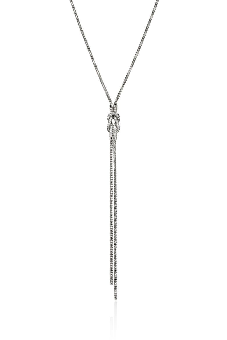 Love Knot Y-Necklace, Diamonds, Main, color, SILVER