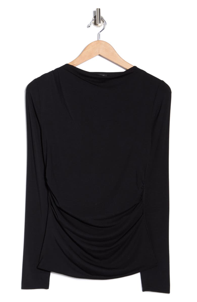 rag & bone Luca Long Sleeve Shirred T-Shirt, Alternate, color, Black