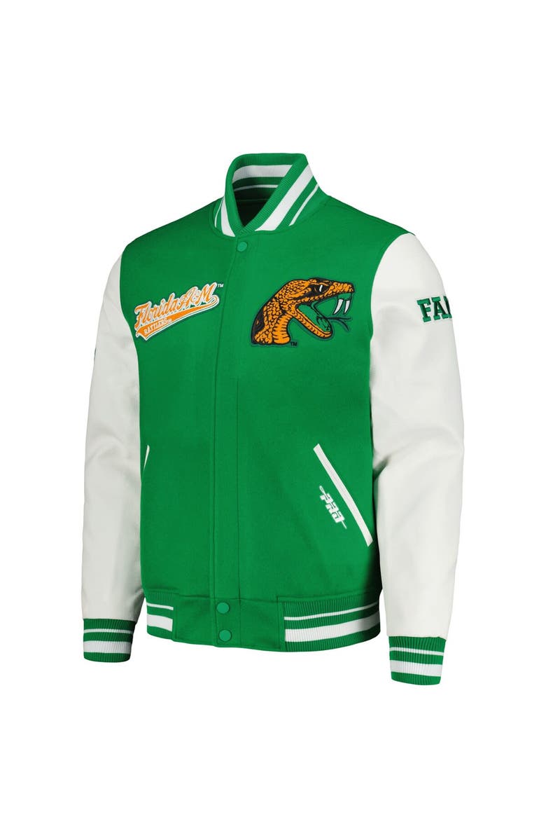 PRO STANDARD Men's Pro Standard Green Florida A&M Rattlers Script Wool Full-Zip Varsity Jacket, Alternate, color, 