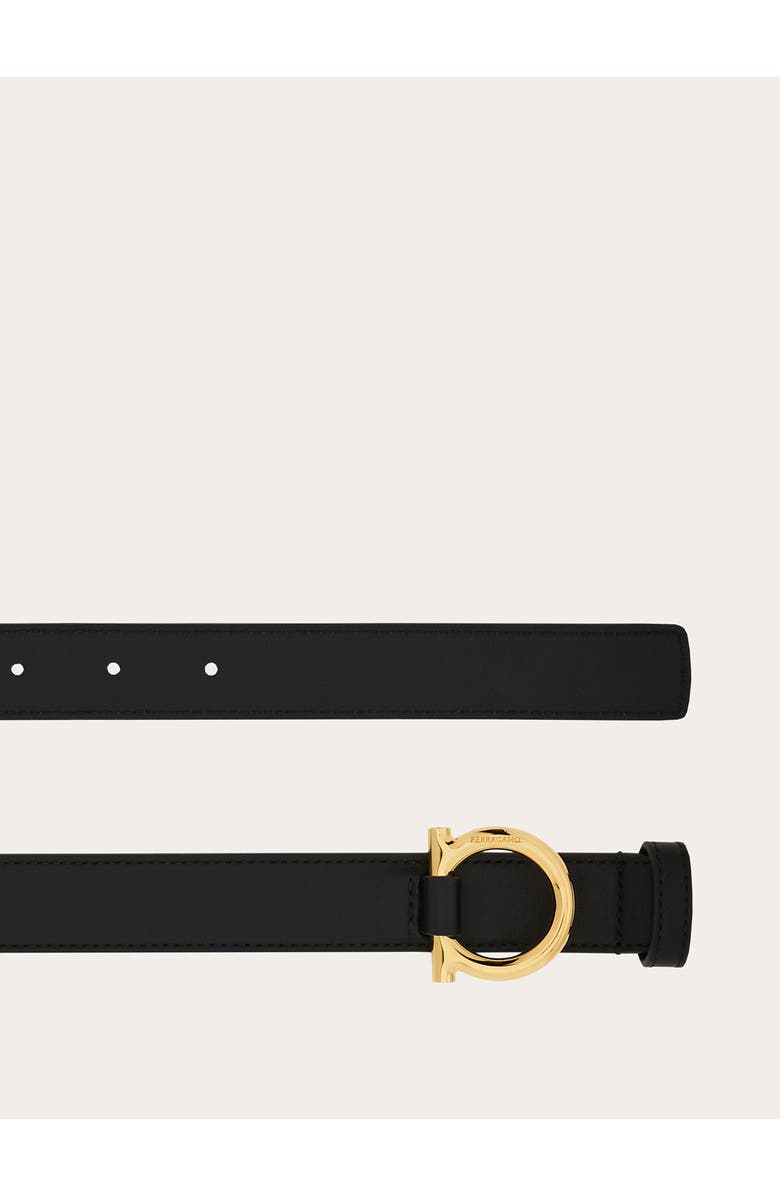 FERRAGAMO Donna Gancio Leather Belt, Alternate, color, Nero