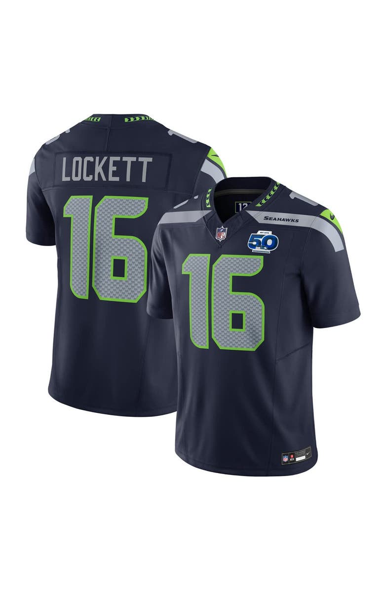 Nike Men's Nike Tyler Lockett College Navy Seattle Seahawks Team 50th Season Vapor F.U.S.E. Limited Jersey, Main, color, 
