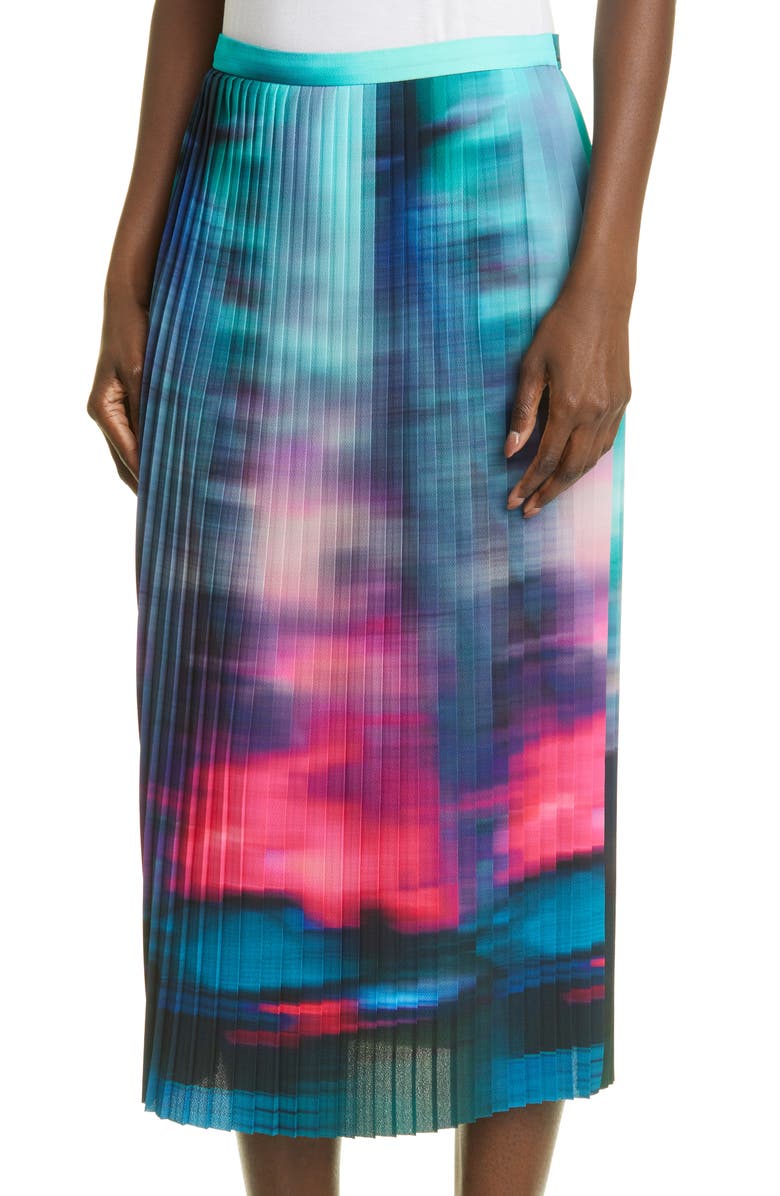 Dries Van Noten Sarean Pleated Crepe Midi Skirt, Alternate, color, 