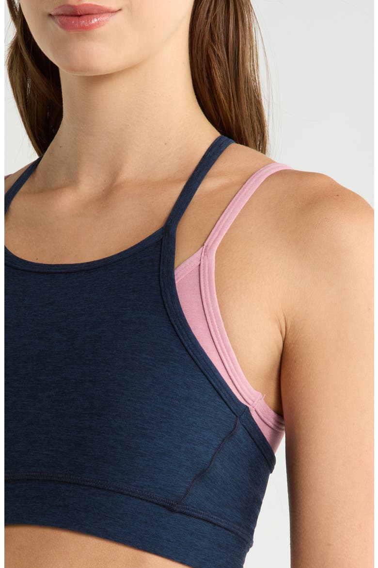 Space Dye Long Layered Bra, Alternate, color, NOCTURNAL NAVY/ BALLET PINK