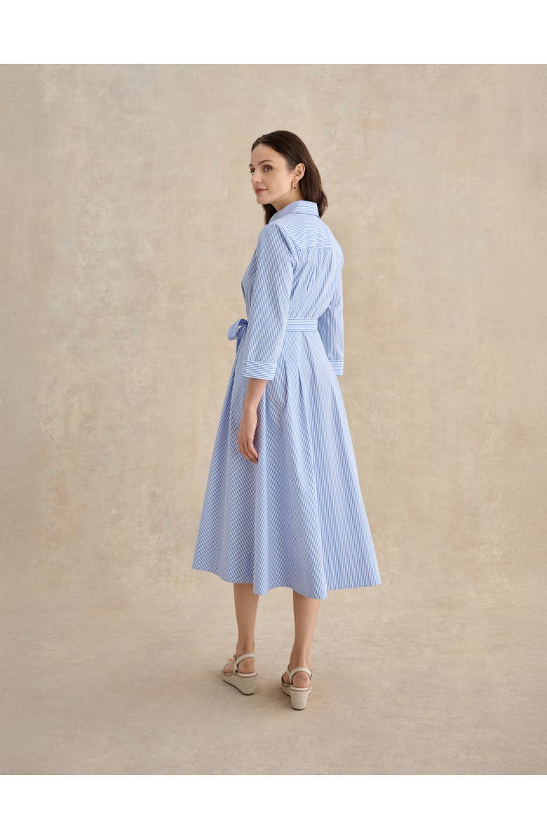 HOBBS LONDON Jane Belted Midi Shirt Dress, Alternate, color, Blue Ivory