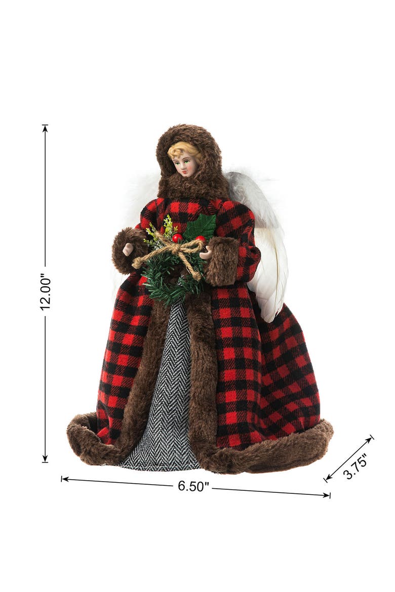 12"H Faux Fur Angel Tree Top, Alternate, color, Red