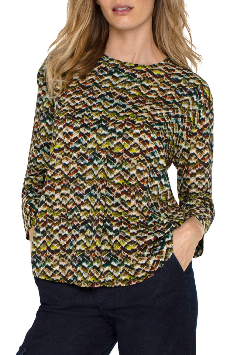 Zigzag Stripe Stretch Woven Pullover Top, Main, color, TOURMALINE