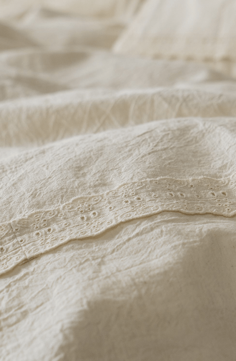 Ever Lasting Esme Linen Cotton Embroidered Floral Bedding Set, Alternate, color, Off-White / Cream