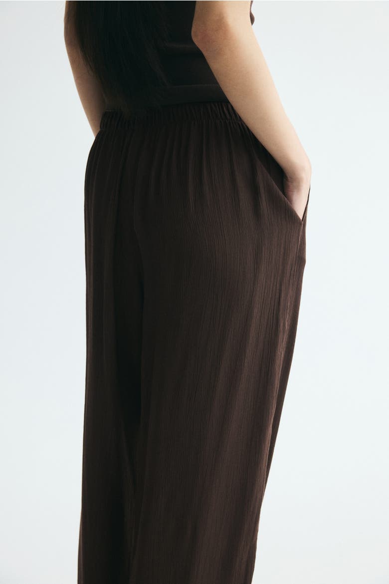 Crinkled Viscose-blend Pants, Alternate, color, Dark brown