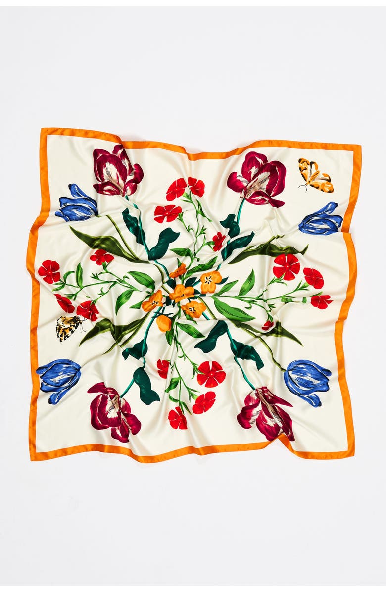 Bimba y Lola Botanical Flowers Scarf, Alternate, color, Ivory