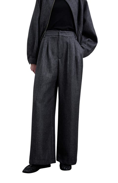 Herringbone Pleated Trousers