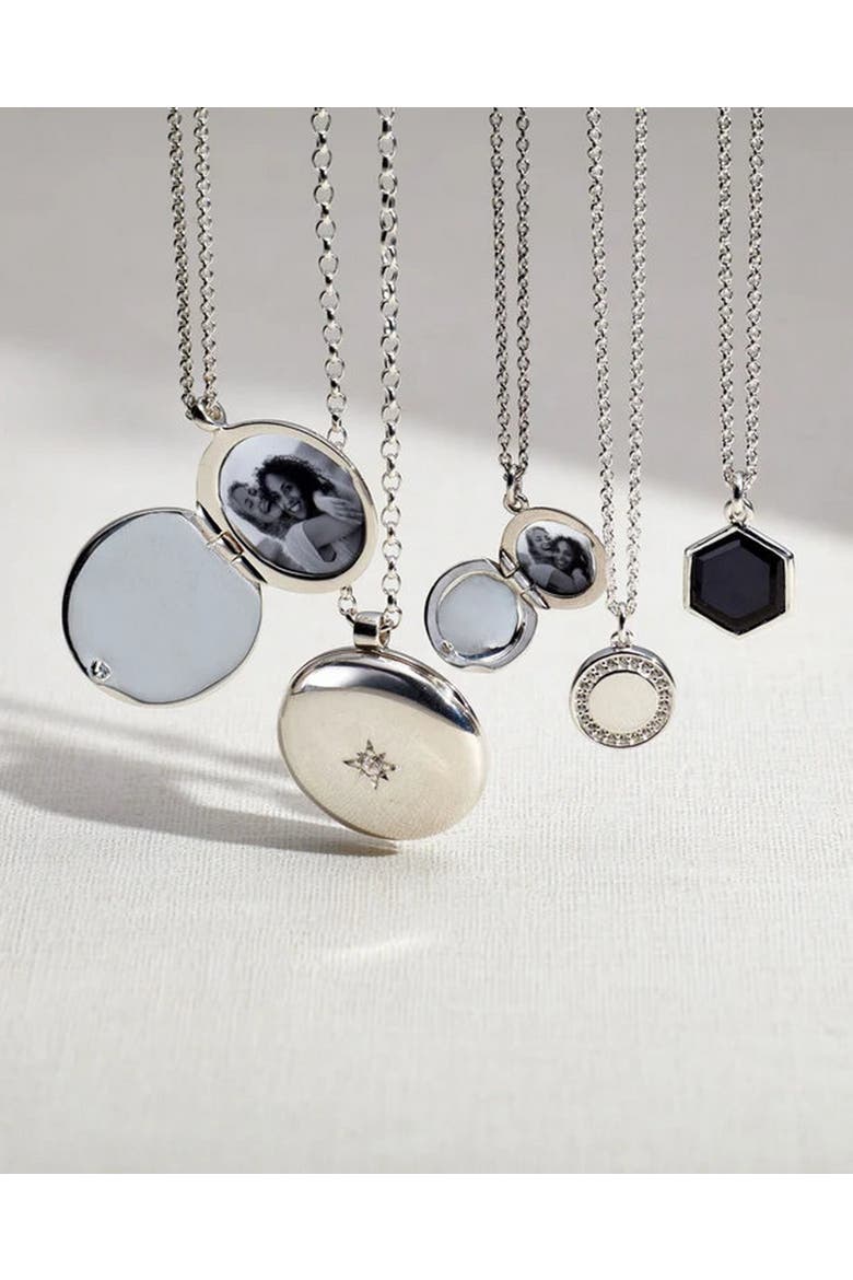 Silver Medium Biography Locket Necklace, Alternate, color, Silver