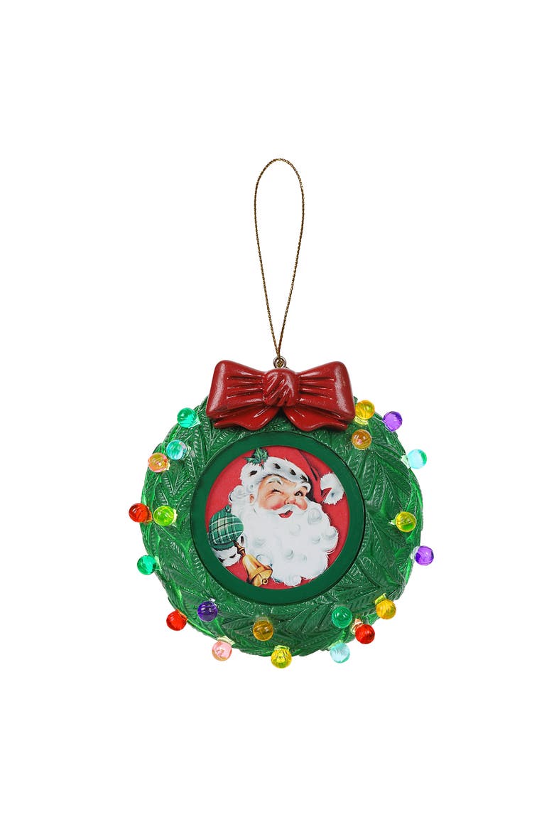 3 in. Green Wreath Picture Frame Recordable Ornament, Main, color, Multicolor