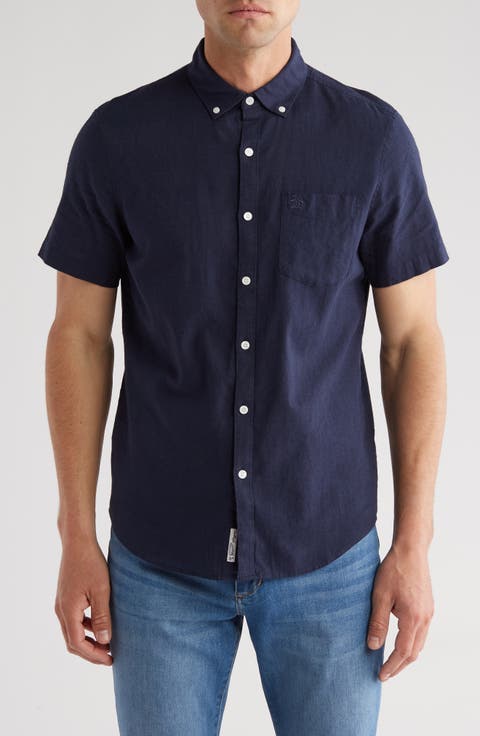 Stretch Linen Blend Short Sleeve Shirt