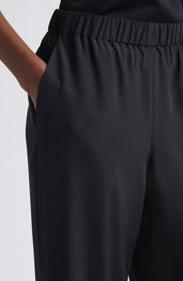 Lafayette 148 New York Perry Stretch Silk Crêpe de Chine Pants, Alternate, color, Black