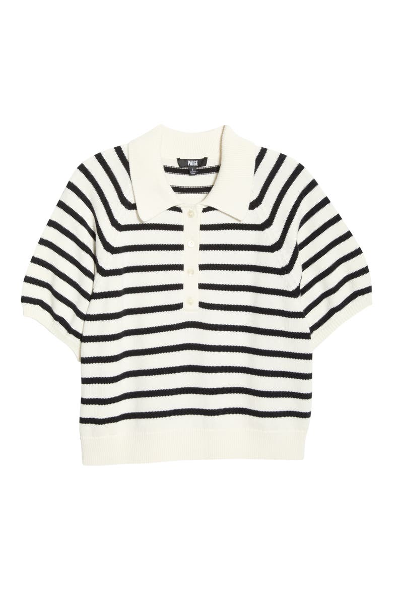 Birch Stripe Organic Cotton & Silk Blend Sweater, Alternate, color, ANTIQUE WHITE/ BLACK