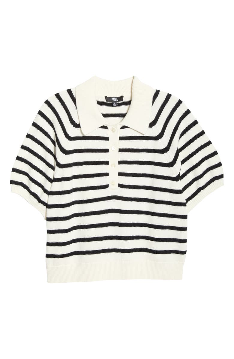 PAIGE Birch Stripe Organic Cotton & Silk Blend Sweater, Main, color, Antique White/ Black
