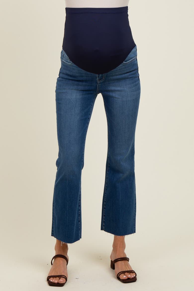 Raw Hem Kick Flare Maternity Jeans, Alternate, color, Navy Blue