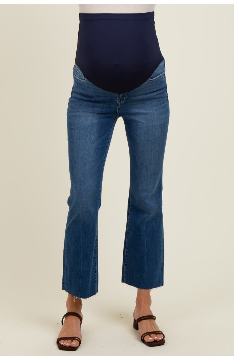 PinkBlush Raw Hem Kick Flare Maternity Jeans, Alternate, color, Navy Blue