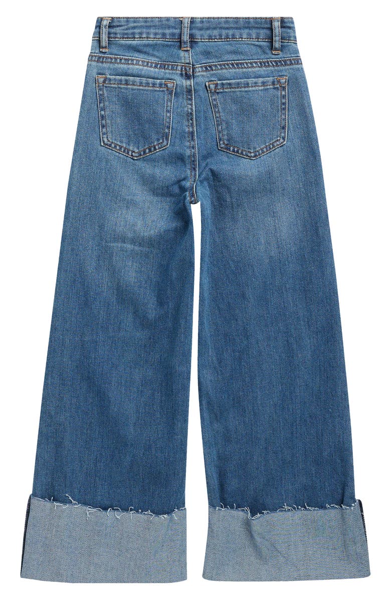 Tractr Kids' Wide Leg Cuffed Hem Jeans, Alternate, color, Med Blue