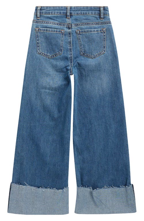 Tractr Kids' Wide Leg Cuffed Hem Jeans In Blue