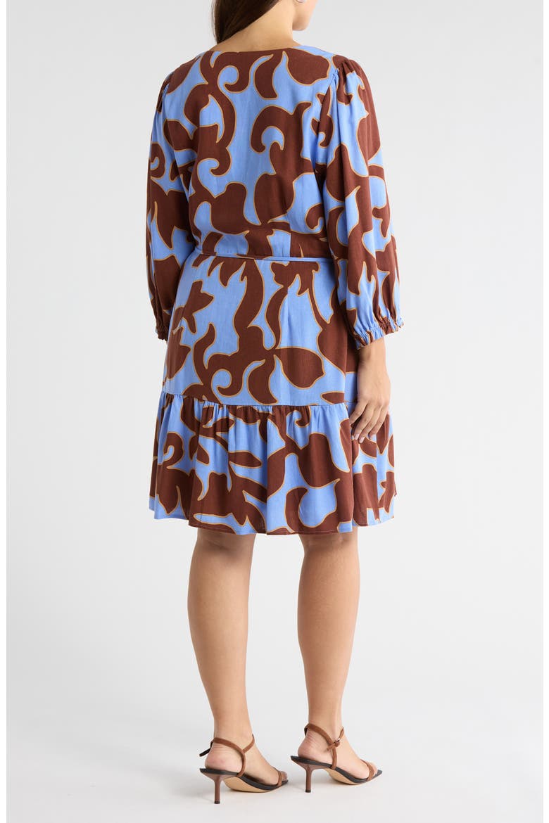 Briley Floral Print Long Sleeve Minidress, Alternate, color, BROWN-BLUE