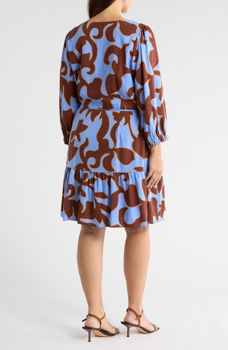 SUGARLIPS Briley Floral Print Long Sleeve Minidress, Alternate, color, Brown-Blue