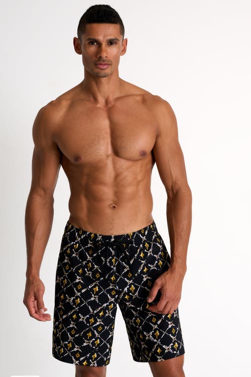 Shan Long Fit Stretch Swim Trunks In Print