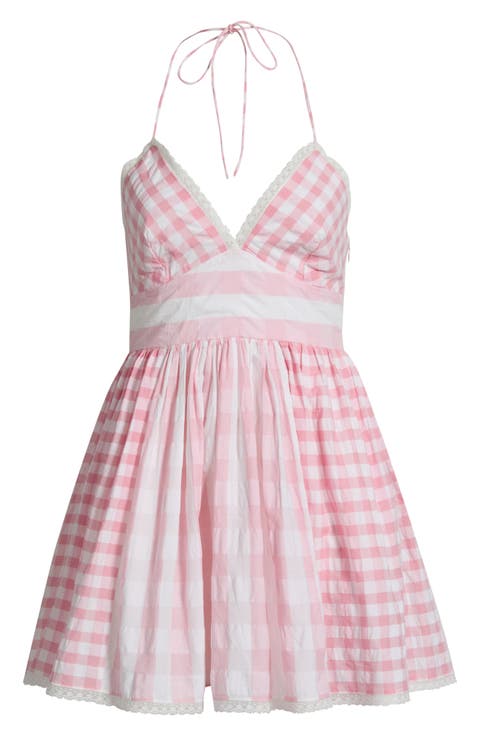 Arletta Gingham Halter Minidress