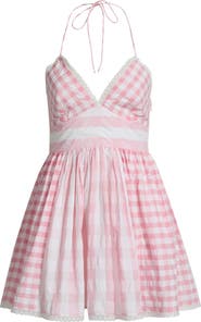 LoveShackFancy Arletta Gingham Halter Minidress
