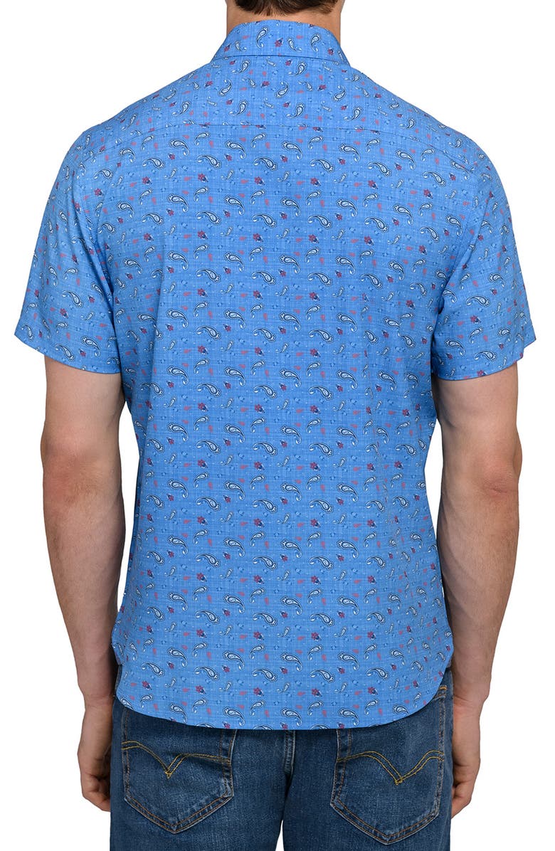 CONSTRUCT Paisley Woven Short Sleeve Basic, Alternate, color, Med Blue