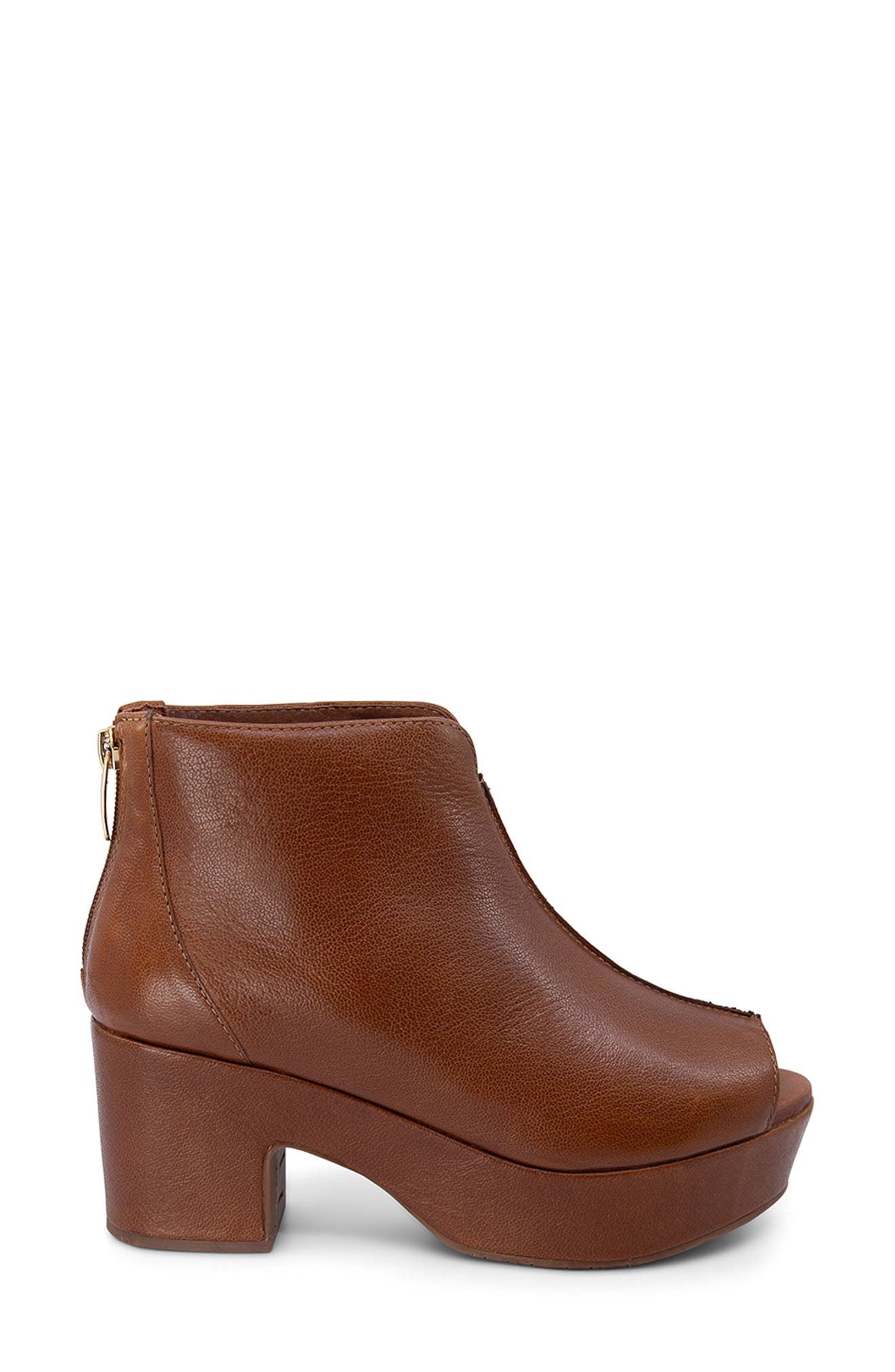 Chocolat Blu Gion Peep Toe Platform Bootie, Alternate, color, Brown Leather