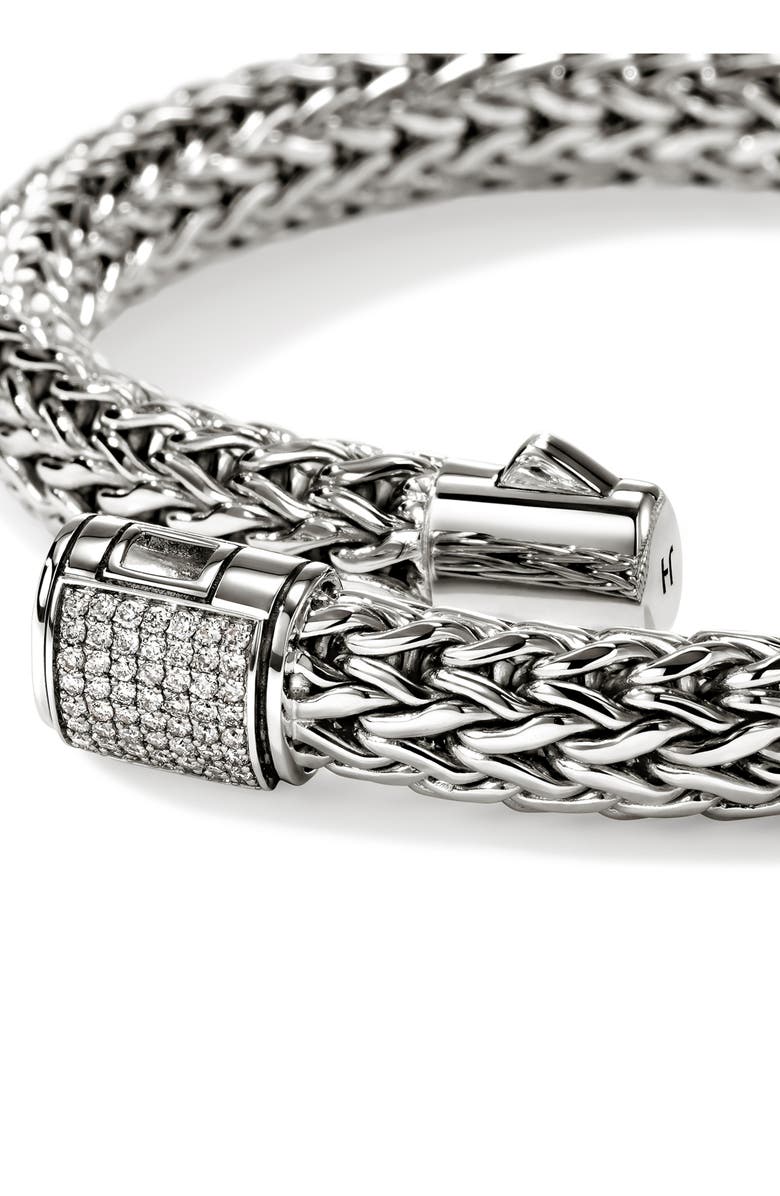 John Hardy Icon Bracelet, Sterling Silver, Pavé Diamond, 7.5mm, Alternate, color, Silver