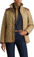 Lauren Ralph Lauren Diamond Quilted Barn Jacket With Faux Leather Trim