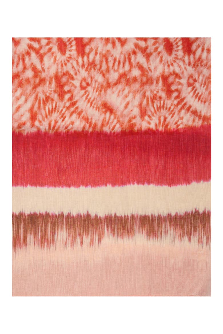Tie Dye Cotton & Silk Scarf, Main, color, CORAL