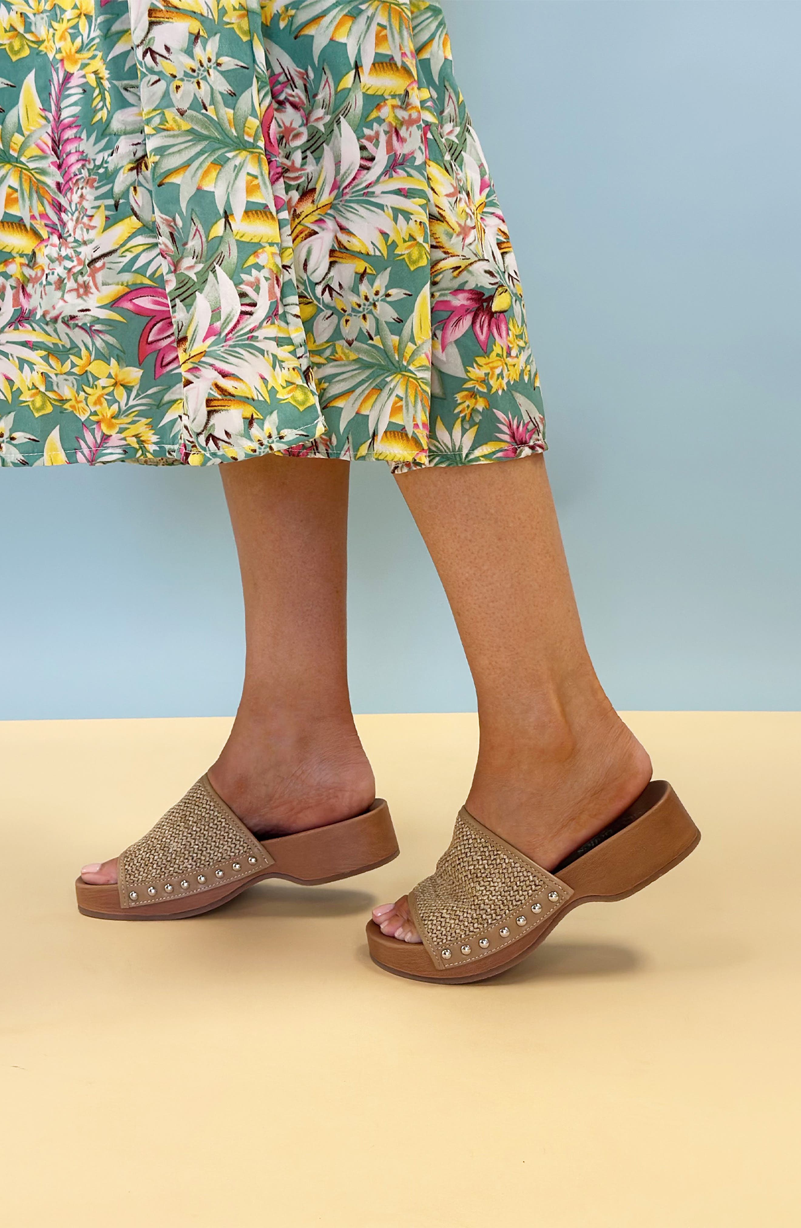 Fantasy Raffia Platform Sandal, Alternate, color, TAN