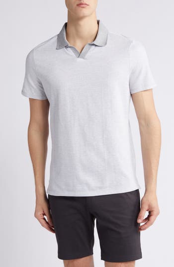 Robert Barakett Fitch Slim Fit Stripe Contrast Collar Cotton Polo In Gray
