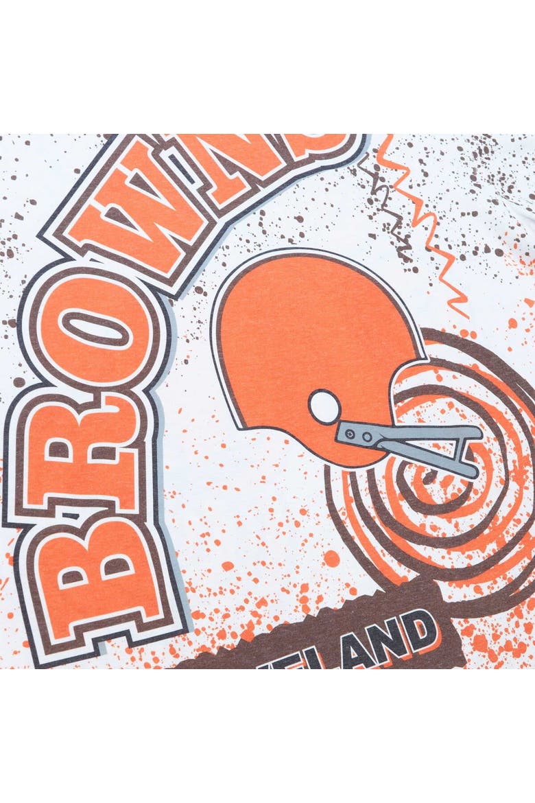Men's Mitchell & Ness White Cleveland Browns Team Burst Sublimated T-Shirt, Alternate, color, White