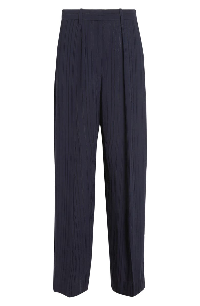 Victoria Beckham Pleated Wide Leg Trousers, Main, color, Navy