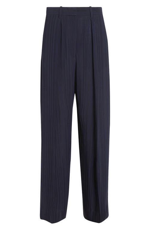 Victoria Beckham Pleated Wide Leg Trousers In Black