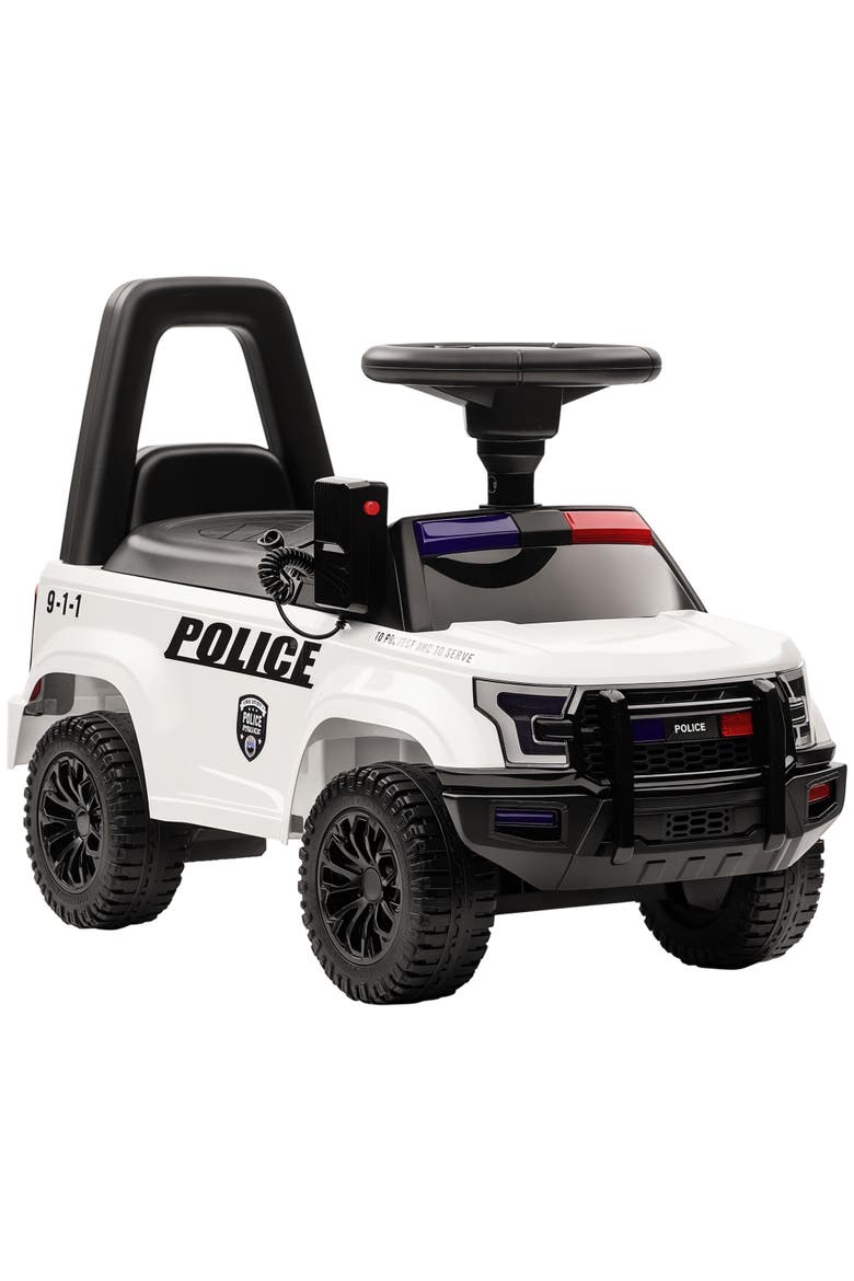 Kids Police Car Ride-on with Megaphone, Storage, Main, color, White