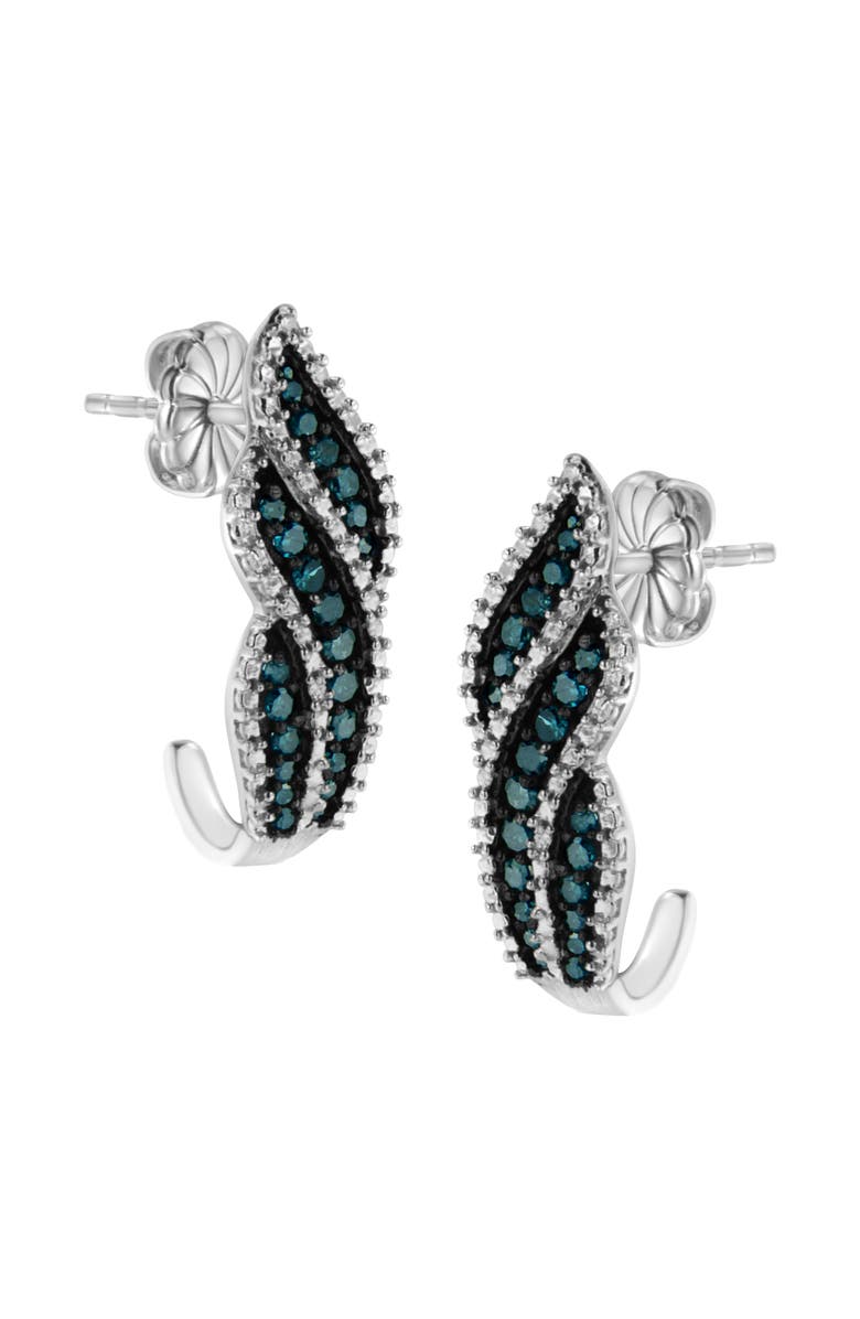 Haus of Brilliance Sterling Silver .5 ct. TDW Treated Blue Diamond Dangling Stud Earrings, Alternate, color, White