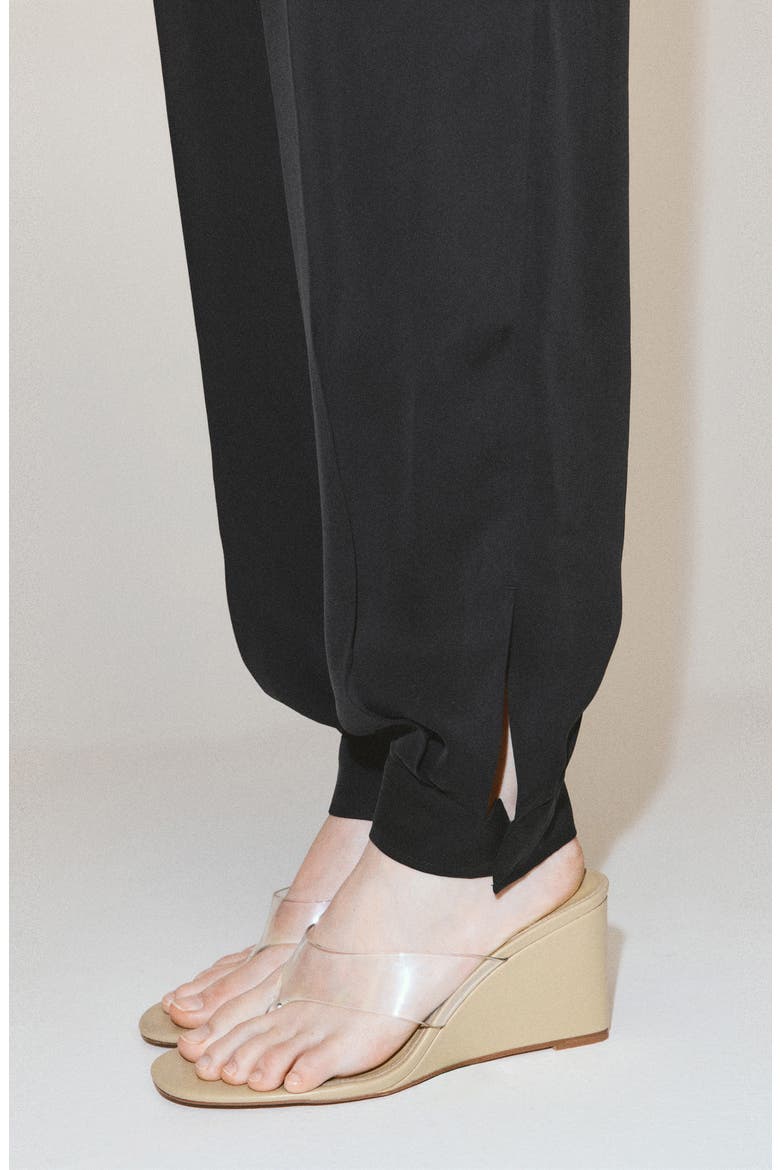 Pleated Baggy Cupro Blend Pants, Alternate, color, BLACK
