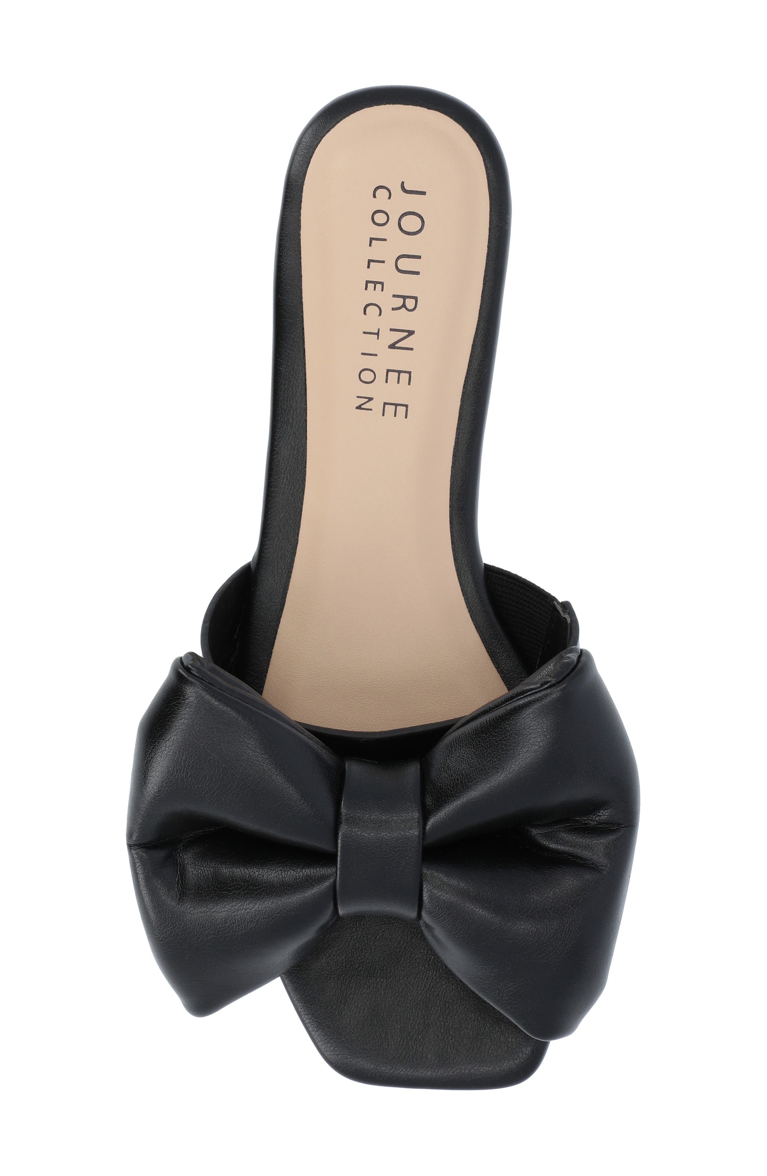 Journee Collection Fayre Bow Flat, Alternate, color, Black